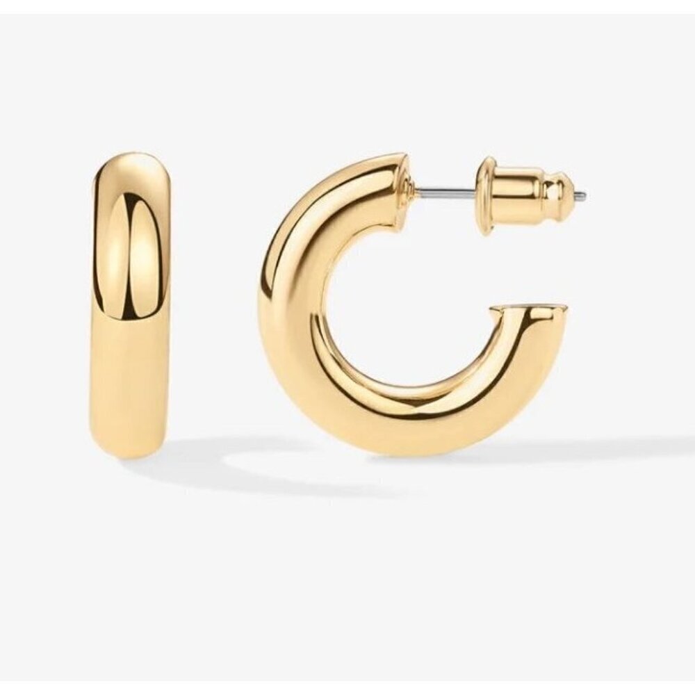 Pavoi Round Chunky Hoops 20mm Yellow Gold Plated On Trend As Is